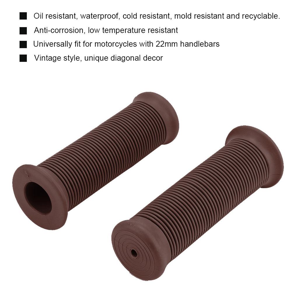 2Pcs 22mm Universal Vintage Motorcycle Handlebar Grips Throttle Handle Bar Ends (Red Brown)