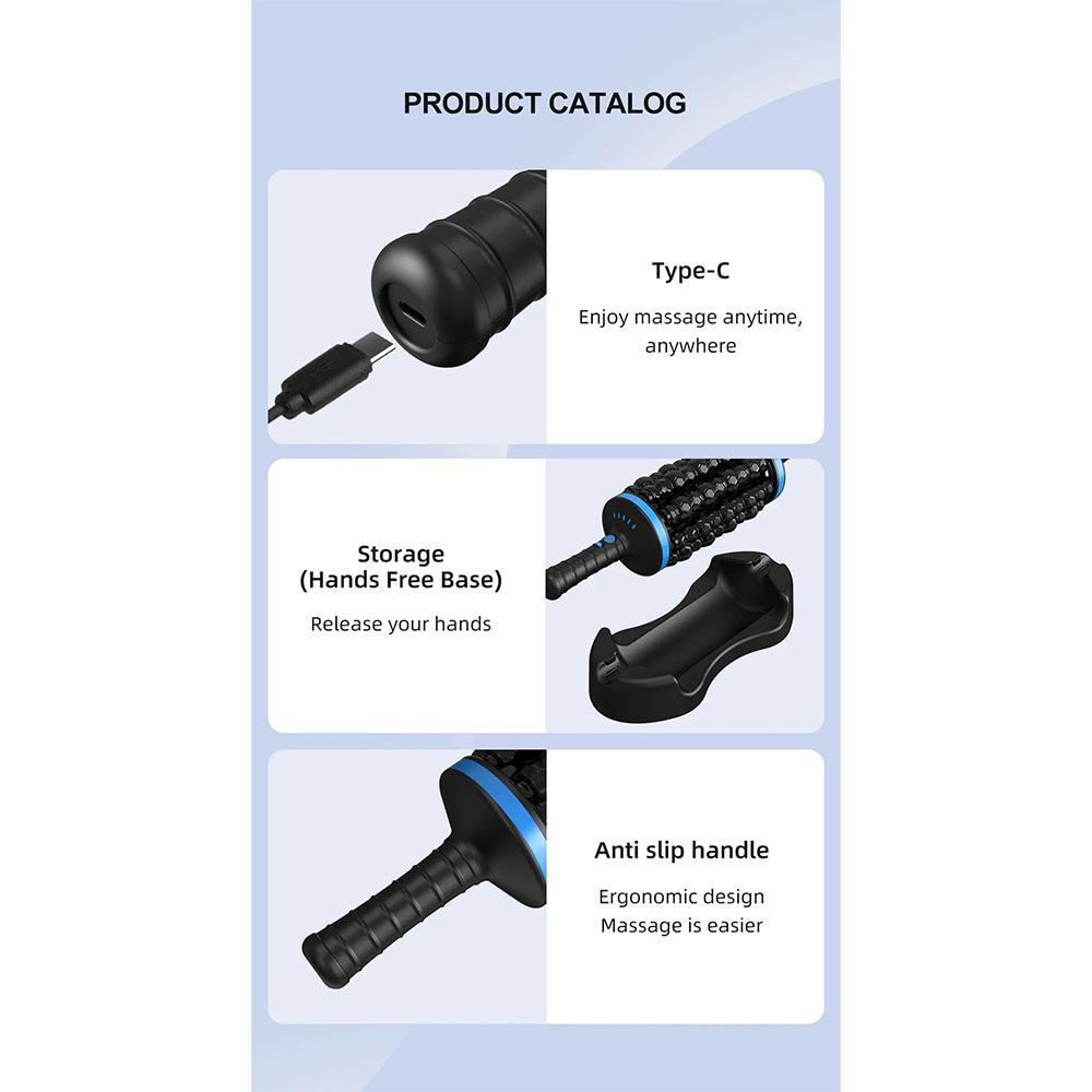 Massageador Corporal de Rolo Sem Fio Relaxamento Muscular e Fascial Vibradores Exercício de Fitness em Casa Relaxamento Abdominal e das Pernas Alívio da Dor