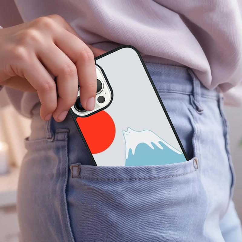 Abstract Cat Mount Fuji Japan Landscape Phone Case For iPhone 17 Air 15 16e 14 13 Pro Max Coque 12 11 Pro Max PLUS cover
