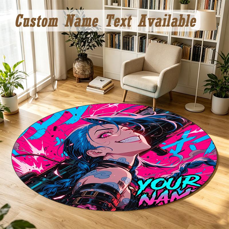 Arcane Personalized Round Rug Support Custom Name, Soft Home Decor Mat