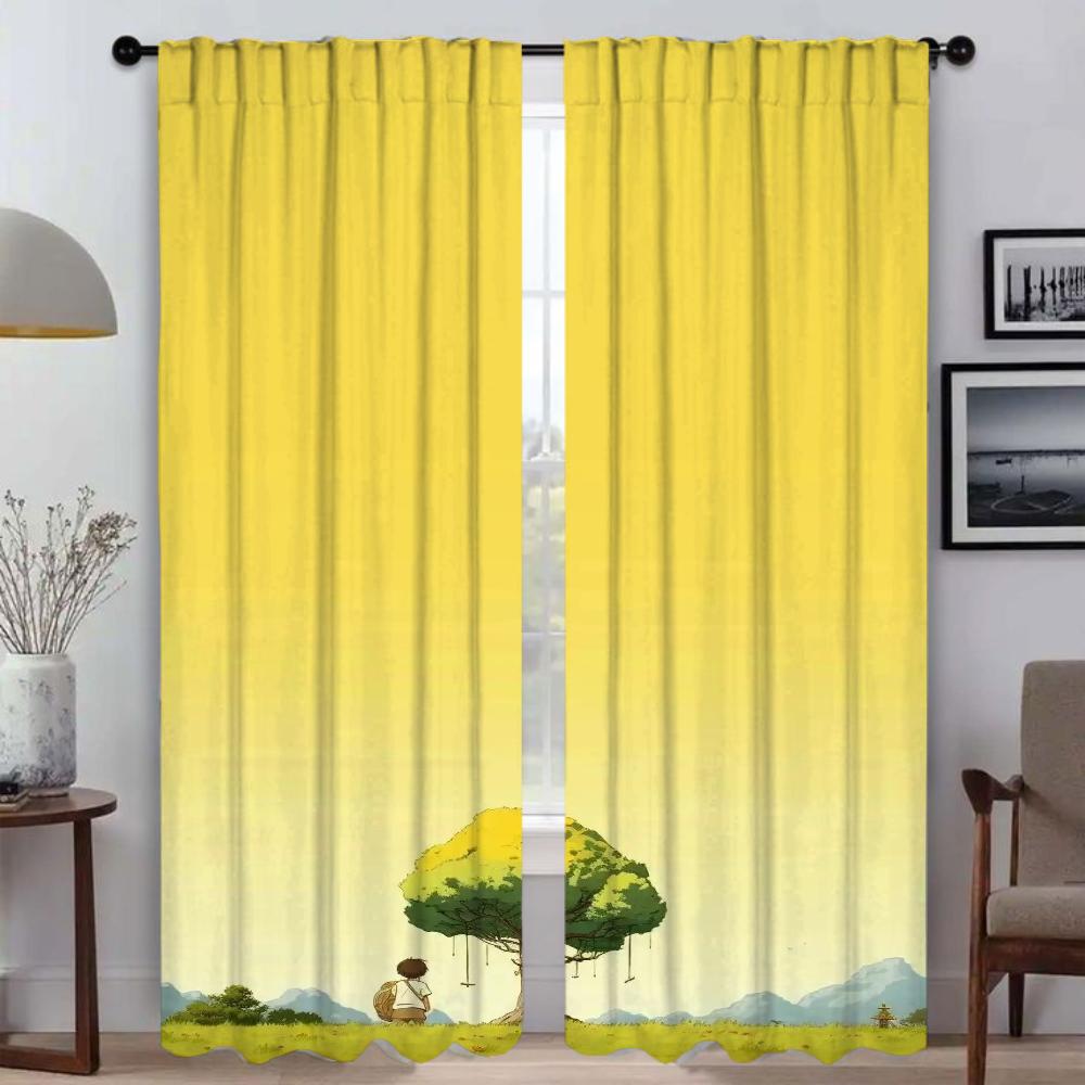 Beauty Scenery Home Interior Curtains 2 Pieces Elegant Room Curtains for Camera Tulle for Bedroom Window Curtain Shades Living