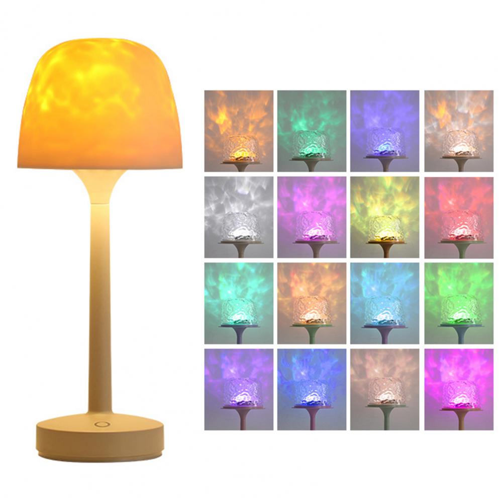 Night Light Desk Lamp Blue Light for Relaxation Water Wave Projection Night Light for Shower Spa with Touch Control for Bathroom