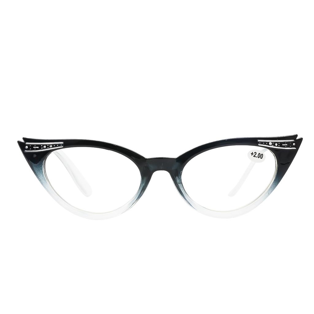 Modische Lesebrille für Damen im Cat-Eye-Stil, Maurerrahmen, luxuriöses Design, schädliches Licht blockierendes Computerglas