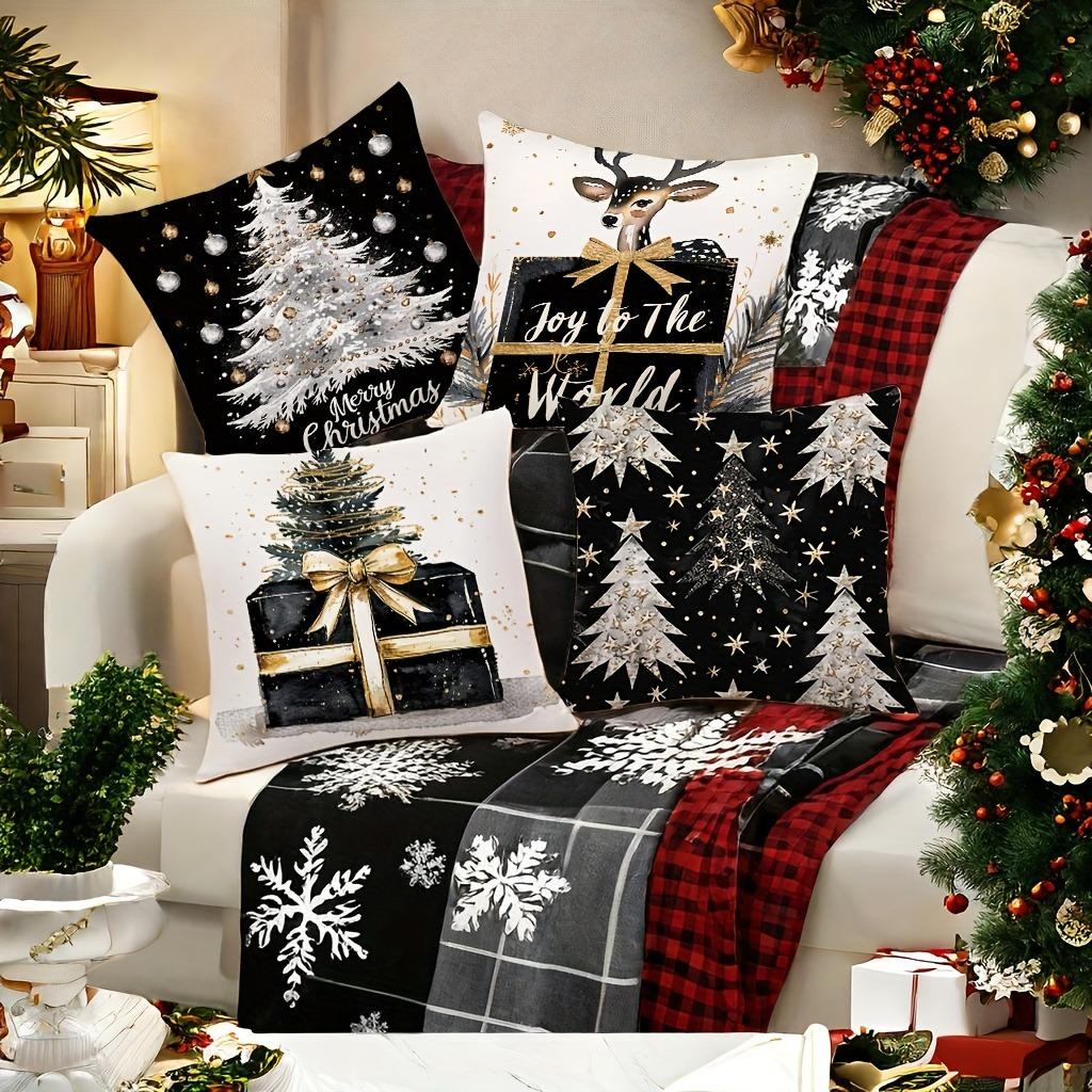 Christmas Pillowcases: Festive Designs with Trees, Deer, and Joy To The World Sofa Room Cushion Cover Home Decoration Gift