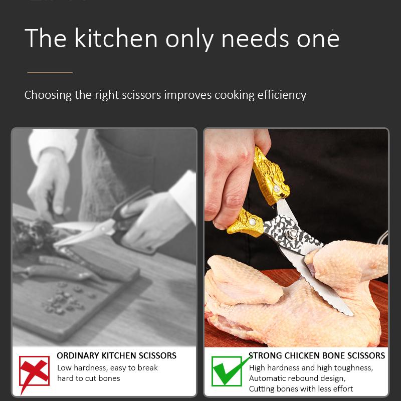Stainless Steel Kitchen Scissors  Powerful Chicken Bone Scissors Chicken Duck Fish Cutter Shears Deli Vegetable Scissors