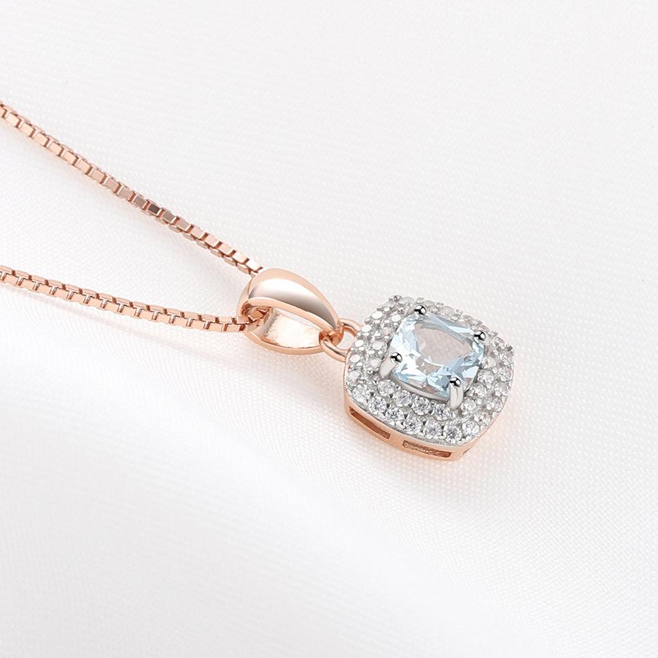 S925 gümüş nano gök mavisi gül altın rengi ayrılmış galvanik küçük taze kolye