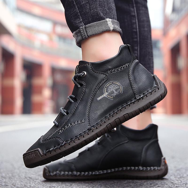 38-48 Men's High-top Large Size Casual Shoes Fashion Retro Casual Leather Boots