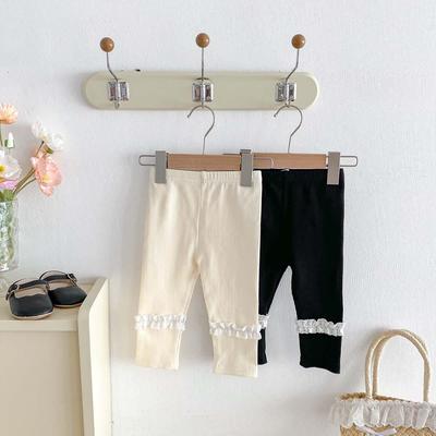 Autumn 2025 Stylish Ribbed Lace Leggings for Girls