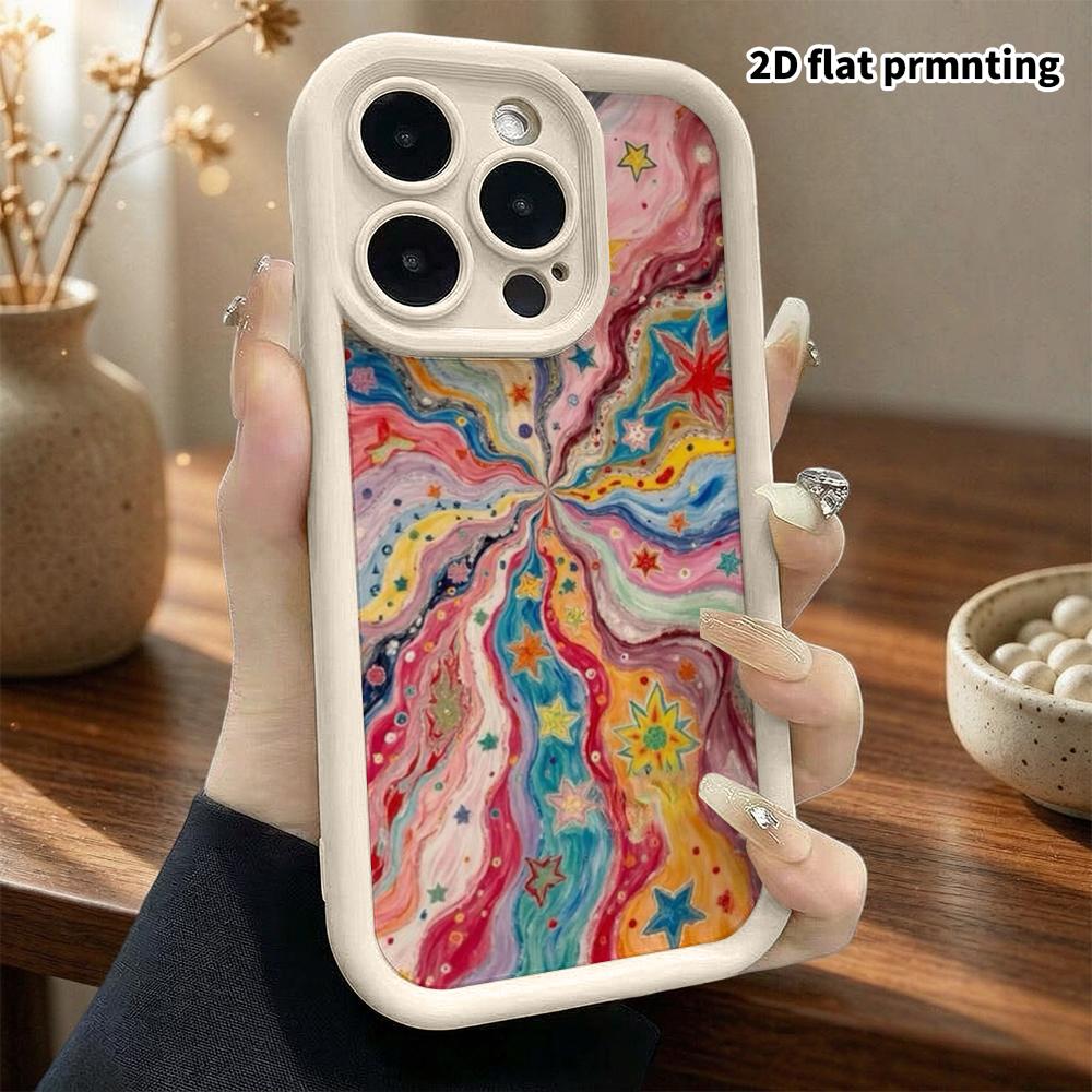 Phone Case: 2D Flat Design Suitable for iPhone 18, 17, 16, 15, 14, 13 Pro Stepped Protective Case, Nebula Star Pattern, Halloween Gift