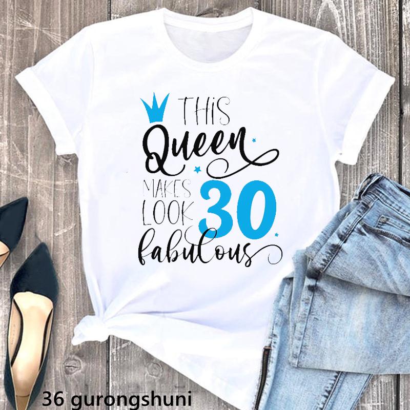 Hello 30 Fabulous Letter Print Tshirt Unisexs Clothing 30th Birthday Gift T Shirt Femme Flowers Rose Tshirt Female Streetwear