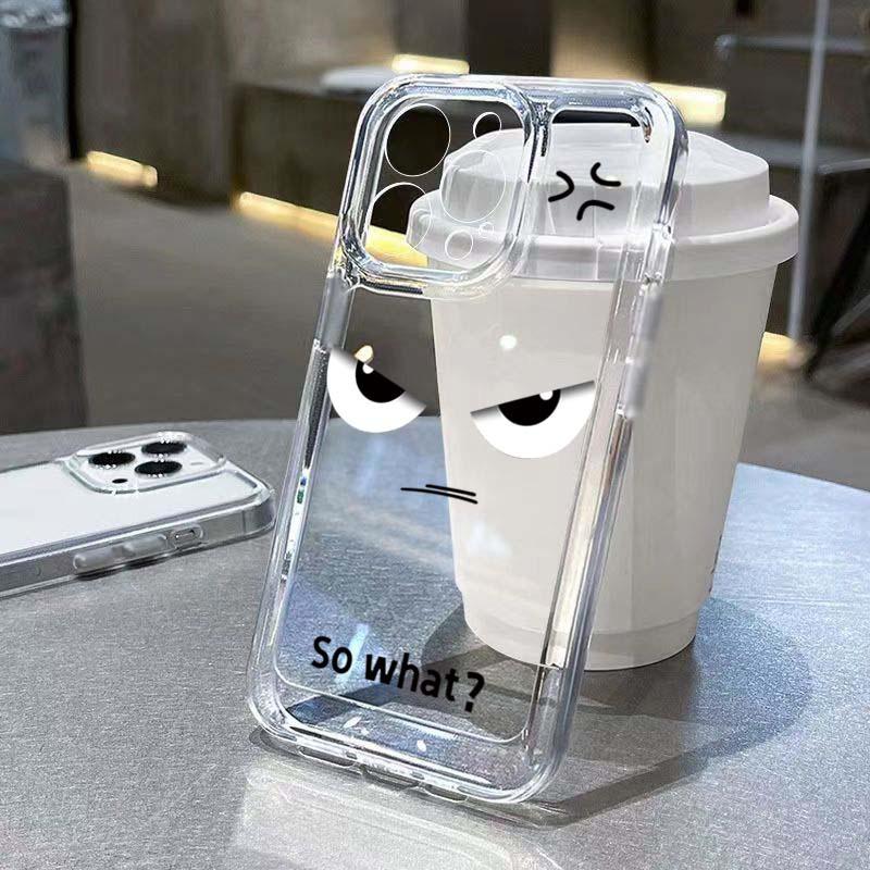 Questioning Expression phone case For IPhone 16 PRO 15 14 13 12 11 Promax 16E 7 8 X XR 8plus Personality Transparent Soft Shell