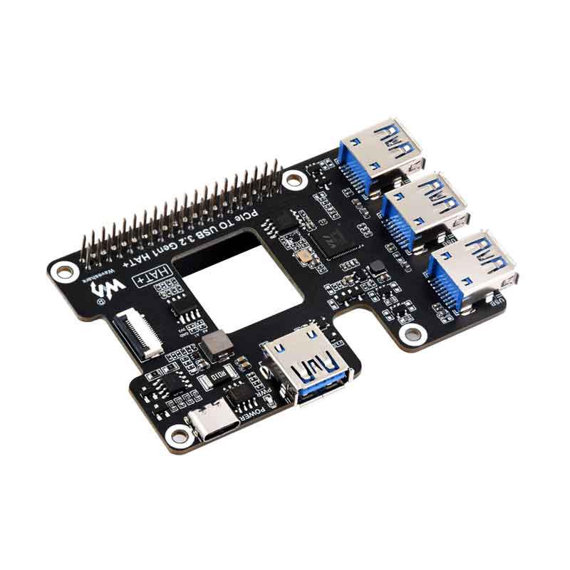 Raspberry Pi 5 PCIe to USB 3.2 Gen1 Hub, 1-to-4 High-Speed Expansion Board