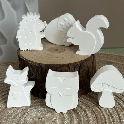 Moule en Silicone Animal Champignon 6 Cavités Décoration Moule Ciment Gypse DIY Ciment Plâtre Cuisson Fabrication Savon Bougie Moule de Coulée