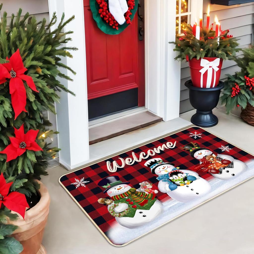 Merry Christmas Doormat Winter Season Non-Slip Indoor Area Rugs Entrance Welcome Floor Mats Home Decoration