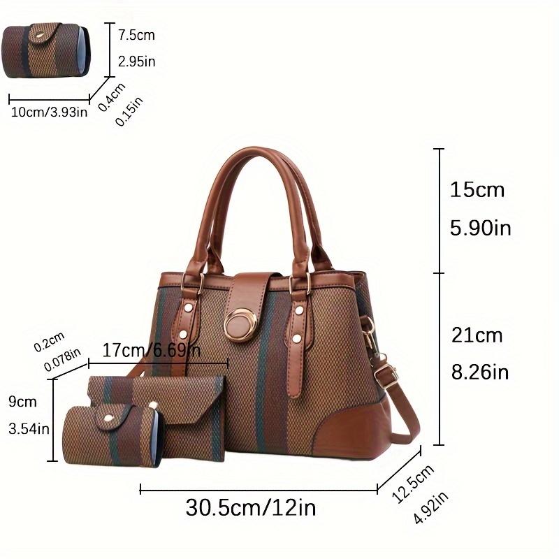 Classic Striped Women's Handbag Set, High-Quality Fashionable Versatile Three-Piece Set