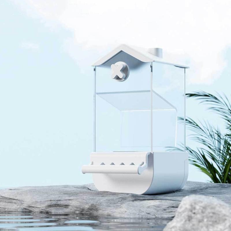 Automatic Bird Feeders Screw On Cage for Indoor Bird Feeders Transparent Visiable Large Capacity Bird Feeding Tool