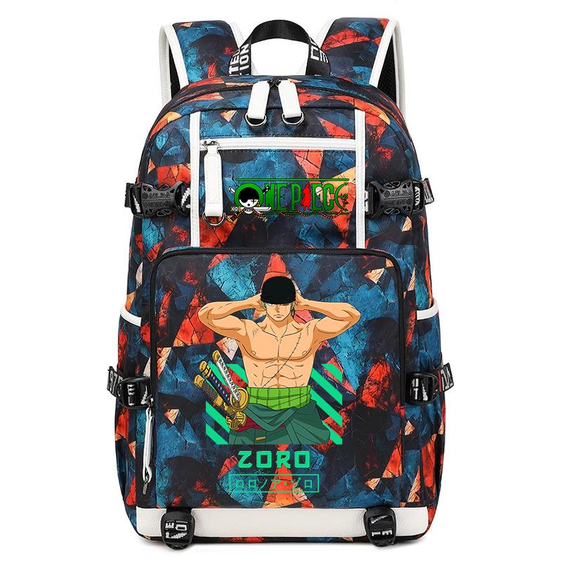 One Piece Zoro Anime Backpack Large Capacity School Bag for Teens Kids