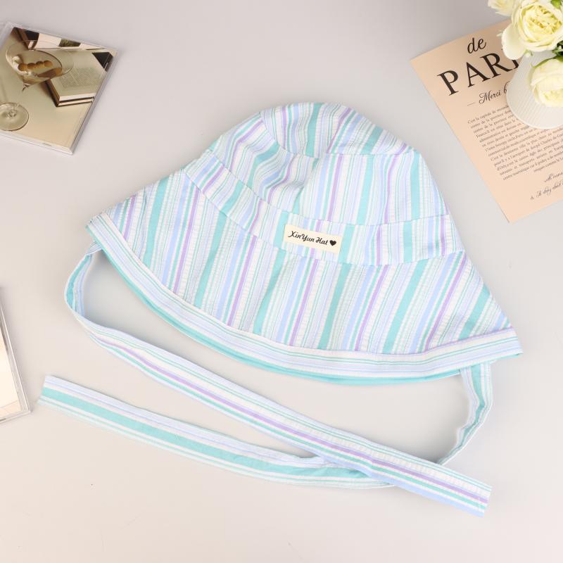 Chapeau Bob à Carreaux à Bord Large et Lacets Été Extérieur Polyvalent Crème Solaire Doux Couleur Contrastée Carreaux Casquettes pour Femmes