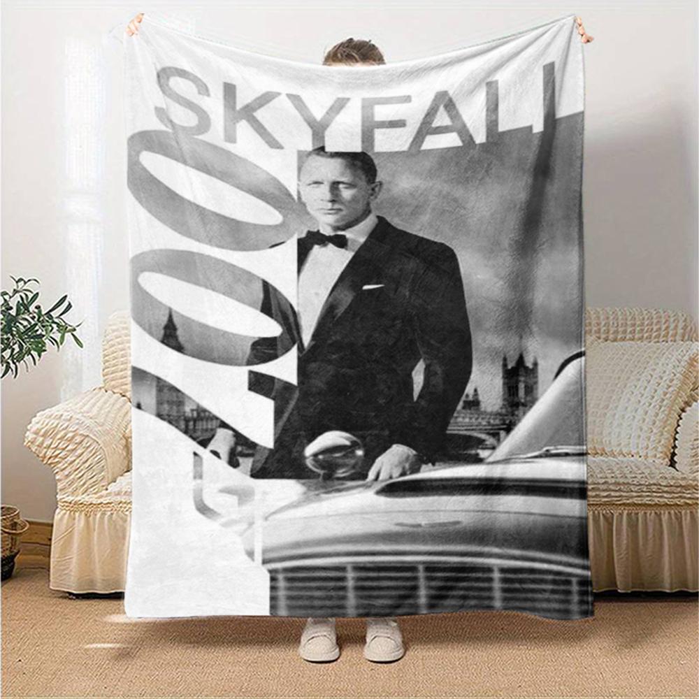 007 James Bond Theme Printed Blanket - Perfect for Couch, Bed, Travel & Outdoor Use | Machine Washable, Cozy & Durable.