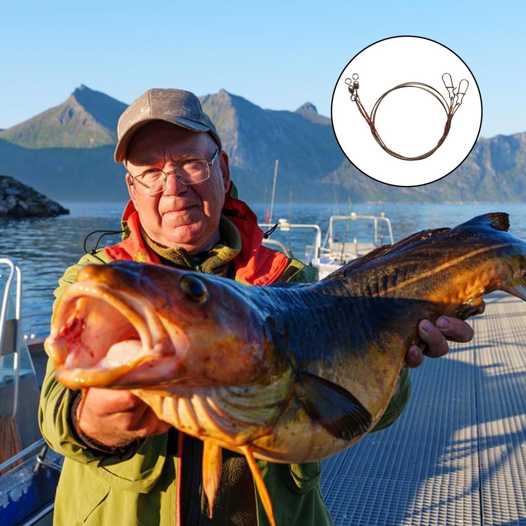 40cm Titanium Steel Fishing Leader Wire with Swivel and Snap for Bite Proof Lure Fishing Anti Abrasion Durable Strong