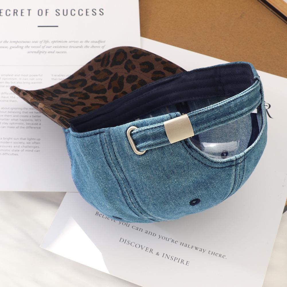 Fashion Korean Style Letter Embroidered Leopard Print Denim Baseball Cap Hip Hop Y2k Peaked Caps For Women Men Snapback Hats
