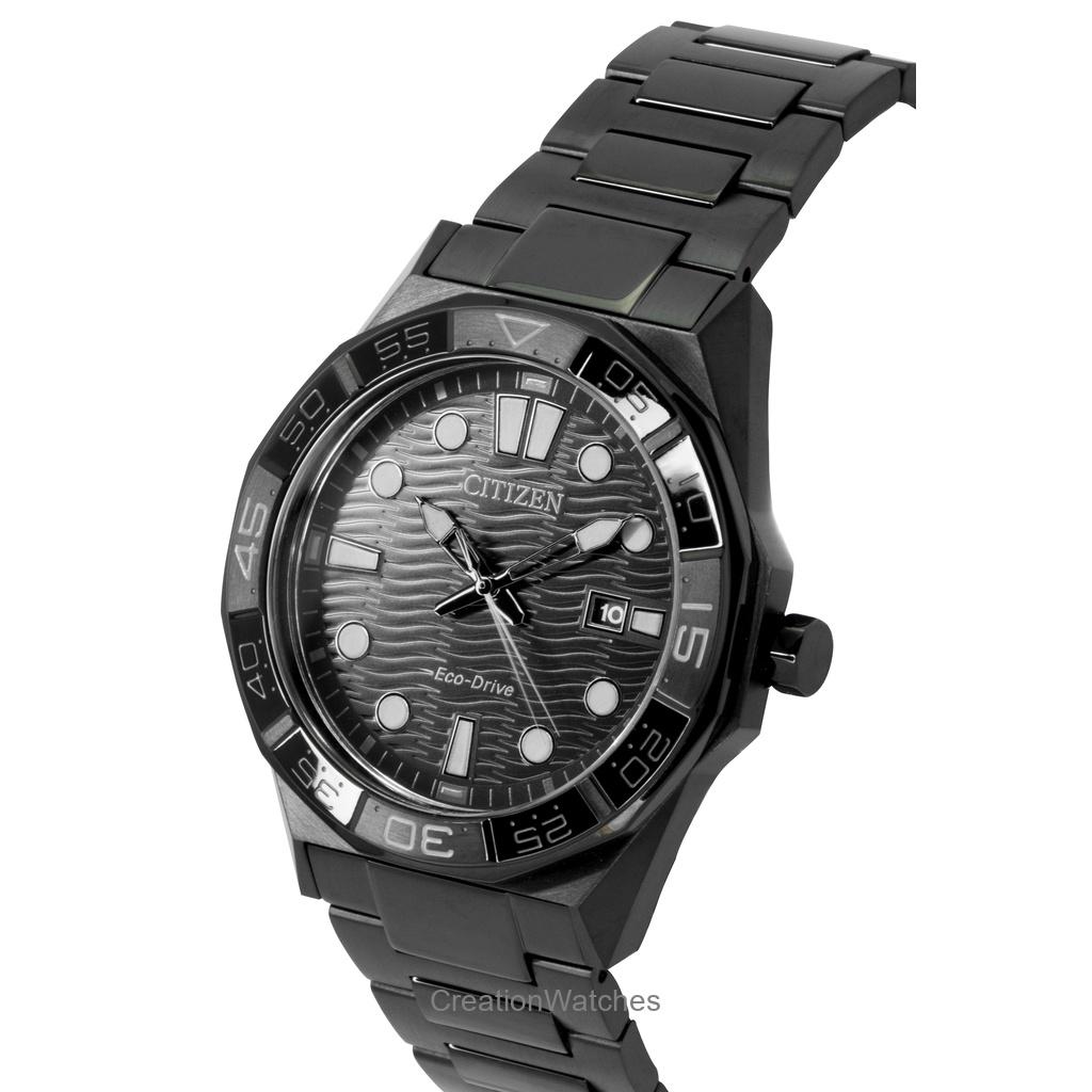 Citizen Brycen Edelstahl Schwarzes Zifferblatt Eco-Drive AW1855-52E 100M Herrenuhr