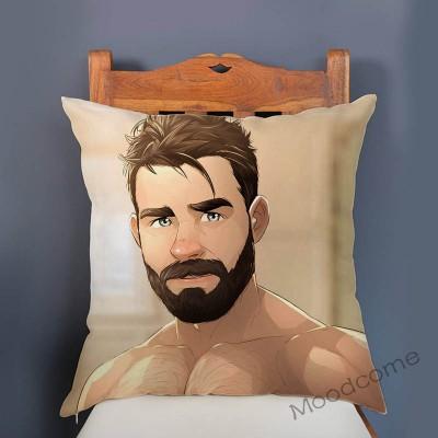 Super Sexy Hot Masculine Male Muscle Hairy Bear Man Cartoon Gay Art Soft Velvet Sofa Pillow Case Cozy Boyfriend Cushion Cover