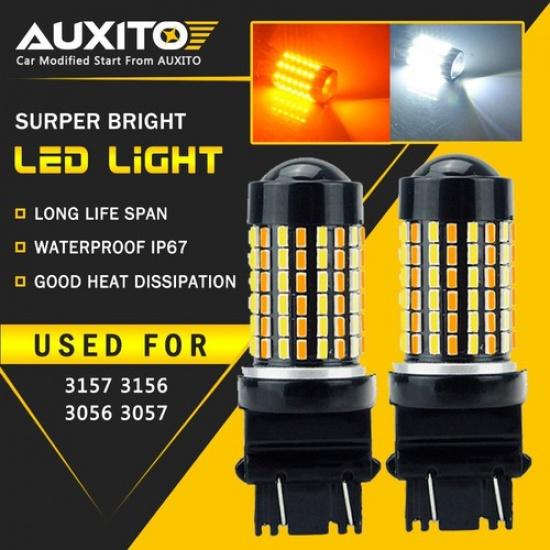 2X Dual Colors 3157 4157NA LED Switchback White Yellow Turn Signal Light Bulbs