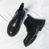 Stivali da Uomo Nuove Scarpe in Pelle a Punta Larga Autunno e Inverno Allacciatura Alta Suola Spessa Durevoli Europei Neri Taglie 38-44 Scarpe da Uomo
