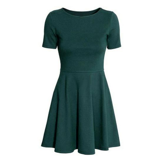 

New Spring/Summer/Autumn Round Neck High Waist Slimming Pleated Dress for European and American Markets Extra Large