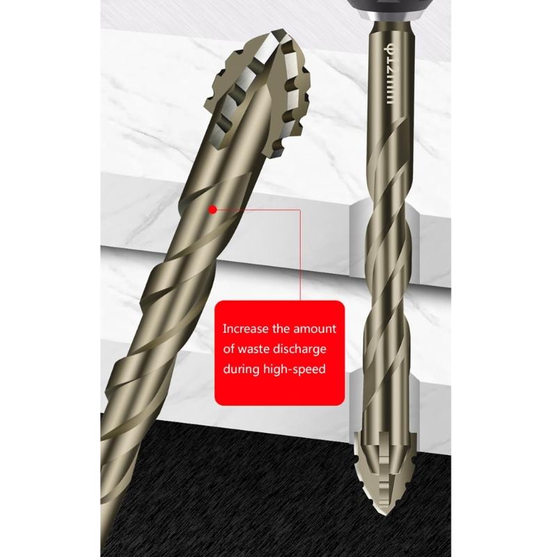 Serrated Tile Drill Bit Four-Edged Hexagonal Shank Drill Bit Drilling Tool for Glass Ceramic Concrete Brick