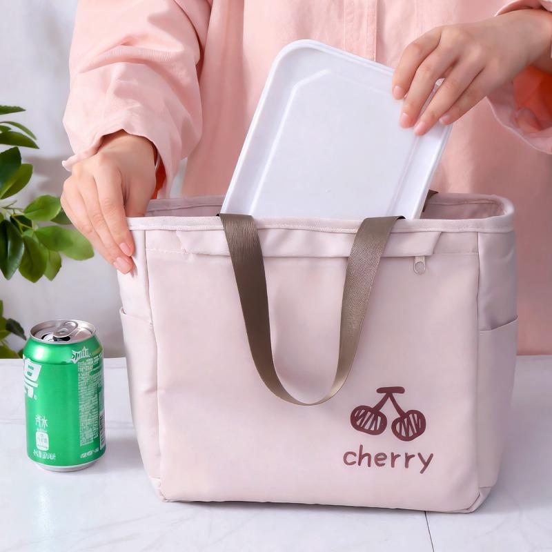 Lunch Box Insulated Bag, Hand-held Insulated Lunch Box Bag, Thickened Insulated Bento Bag, Student Large-capacity Aluminum Foil Bag with Rice Bag