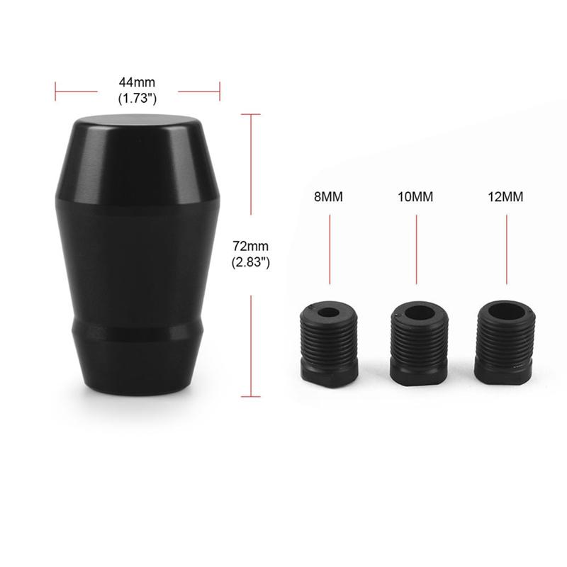Car Aluminium 72Mm Gear Shift Knob Thick Waist Shift Head With Adapters M8 M10 M12