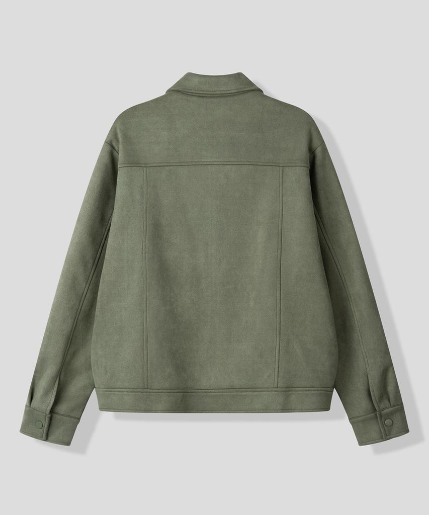Black Moment Classic Vegan Suede Jacket [Olive]