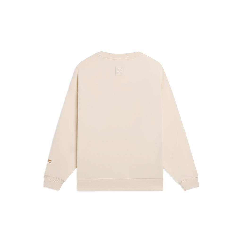 Li Ning Sports Life Collection Fleece Lined Thermal Casual Long Sleeved Cartoon Pattern Sweatshirt Women's Swan White AWDSB66-5