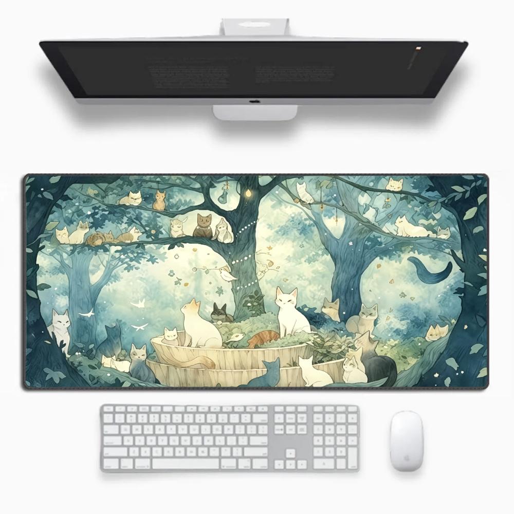 Green Forest Mouse Pad Large Computer Office Game Table Mats XXL Rubber Anti-slip Gaming Keyboard Mousepads Long Desk Pads