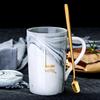 Creative Letter Coffee Mug With Spoon Lid Ceramic Tea Cup For Cocoa Water Milk Juice Romantic Wedding Christmas Birthday Gift