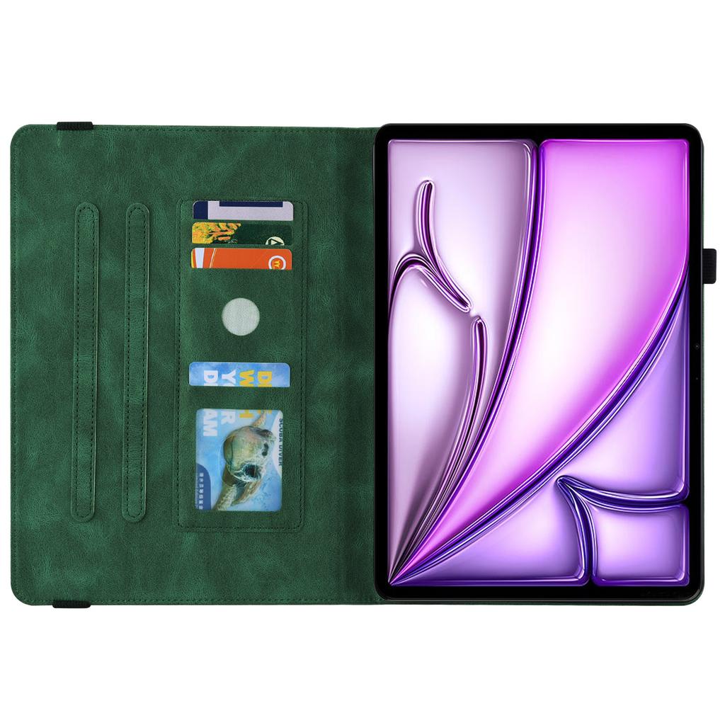 For iPad Air 11 (2025)/(2024) Case Imprinted Butterfly Flower PU Leather Flip Card Slots Tablet Cover