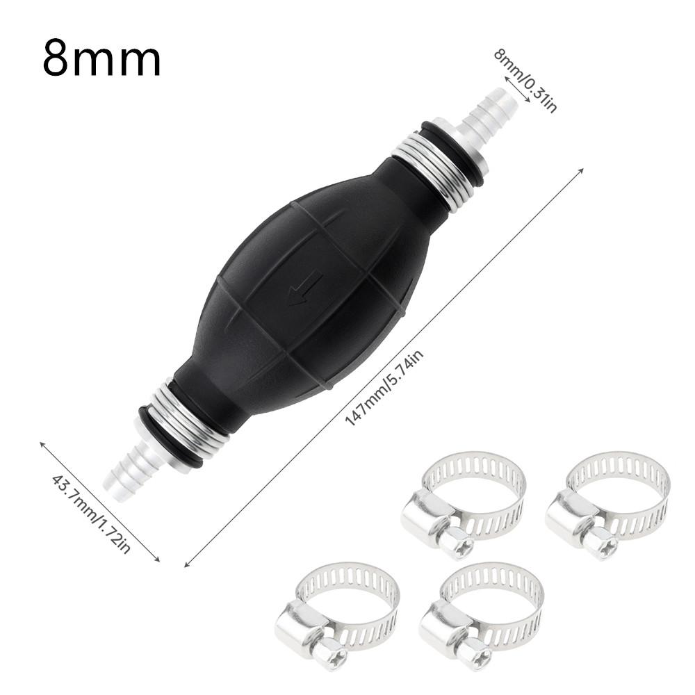 Ruční palivové čerpadlo 6mm / 8mm / 10mm / 12mm, palivové čerpadlo, benzín se 4 hadicovými svorkami pro auto, loď, motocykl, skútr