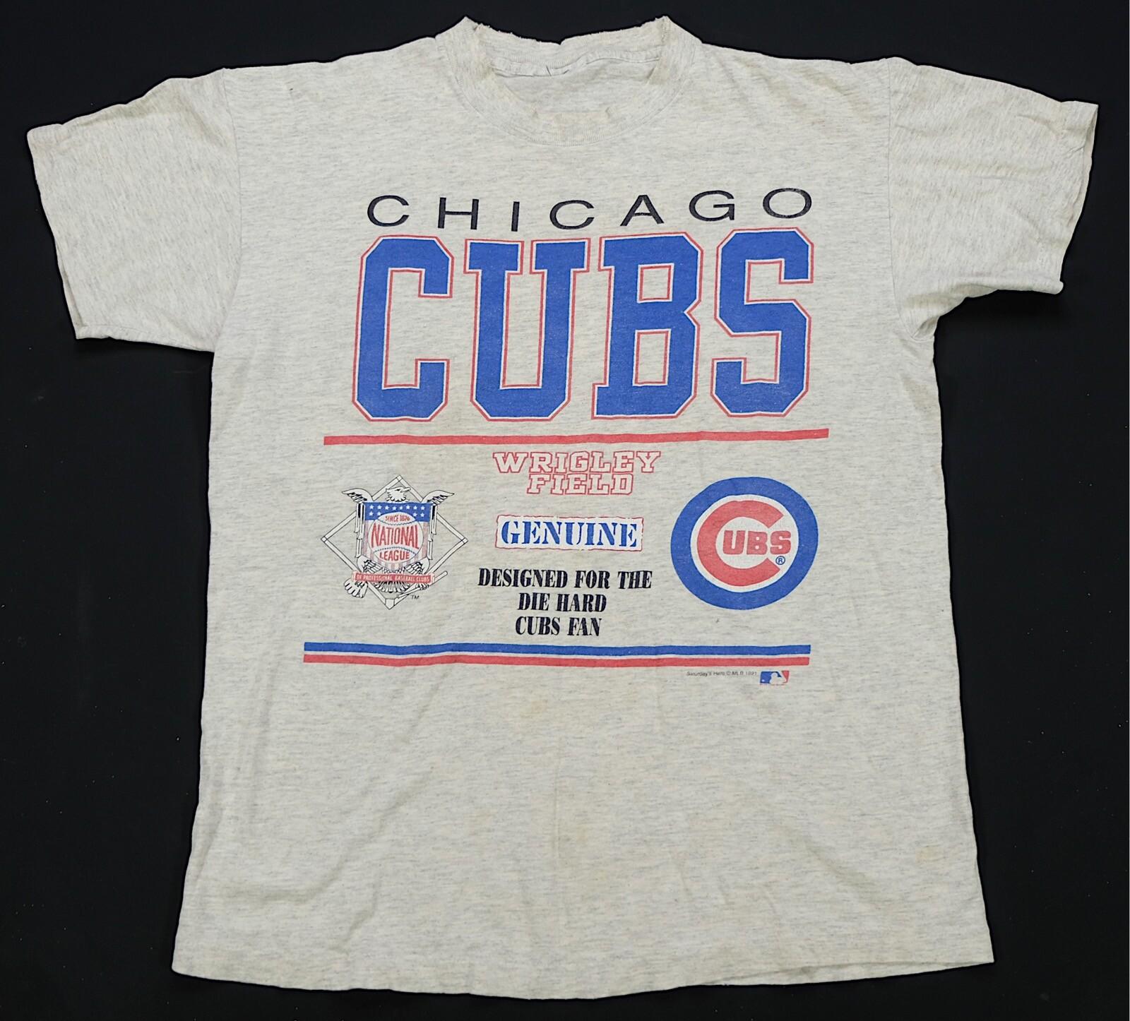Rare VTG Chicago Cubs Wrigley Field Genuine Die Hard Cubs Fan 1991 T Shirt 90s L