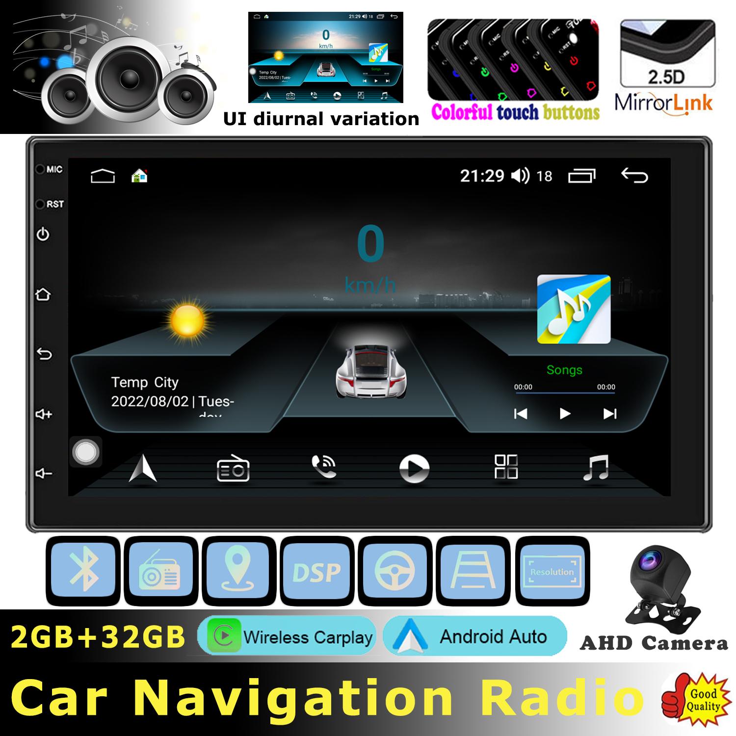

Высокое качество автомобильного стерео радио MP5-плеер 7-дюймовый 2 DIN GPS WIFI USB Carplay 2 + 32 ГБ с цветными сенсорными клавишами Fine Desktop