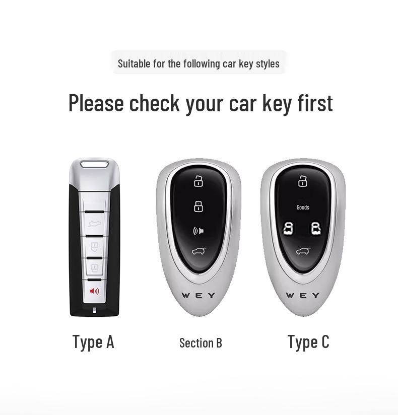 Great Wall Wey Blue Mountain 3D PU Leather Key Pouch with Car Remote Key Buckle
