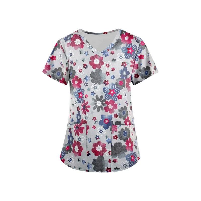Summer Floral 3d Print Women's T-Shirt Casual Fashion V Neck Pullover Oversize Short Sleeve T-shirt Daily Tops Tees Size XXS-6XL