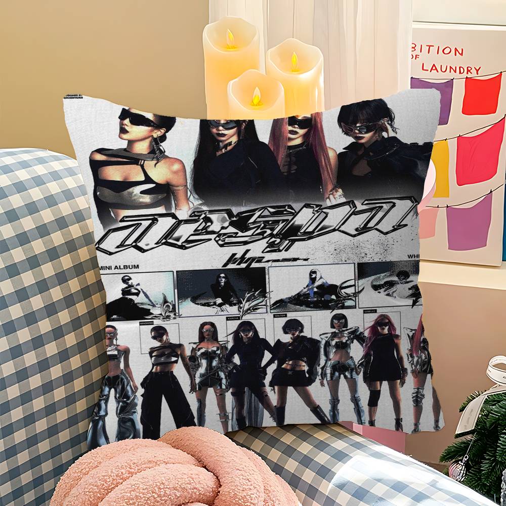 Kpop A-Aespa Pillow Cover Sofa Cushion Cover Home Room Decoration Children Gift