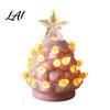 Cozy Christmas Party Supplies Tree Ornament Glowing Retro Resin Tabletop Decor with Star Festive Figurines Topper Vintage Xmas Trees Night Light for