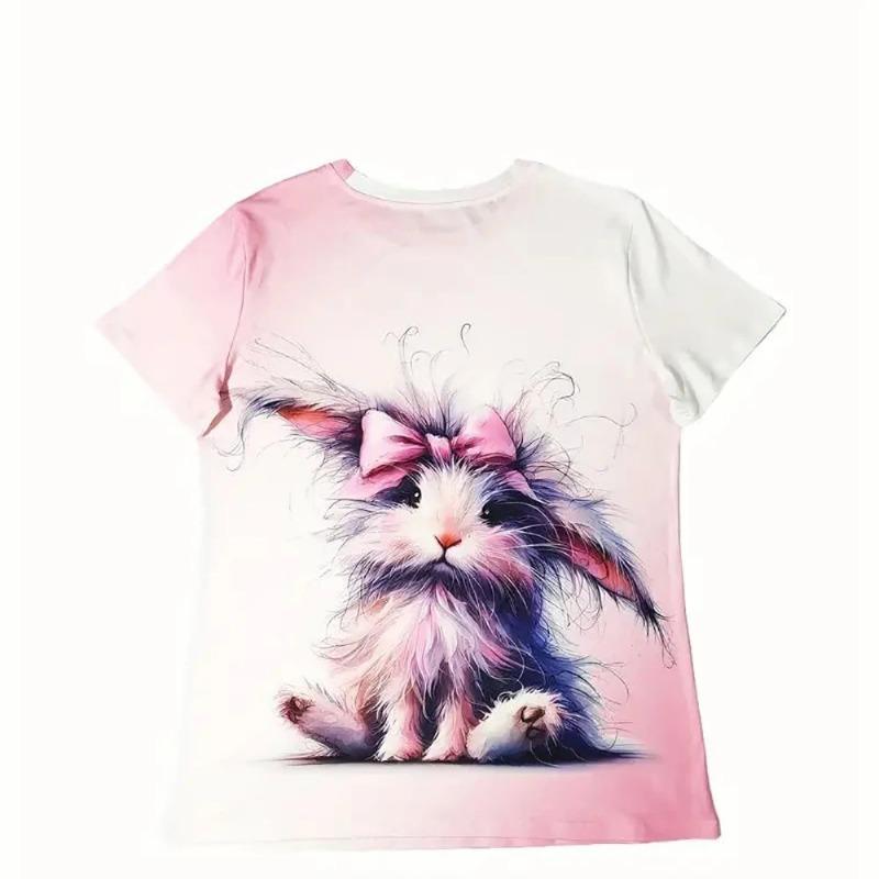 Летняя женская футболка с принтом кролика — фото 7
