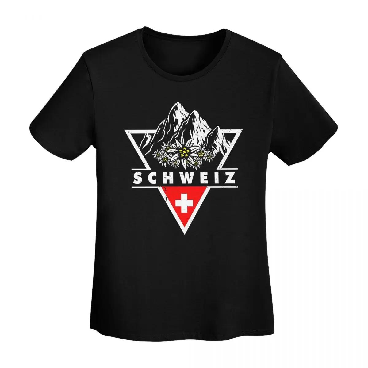 

Swiss Switzerland Flag TShirt Women Short Sleeve T Shirts Round Neck Clothing Cotton Summer Tees Streetwear 4XL