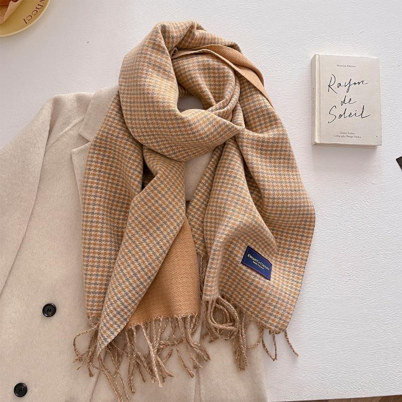 Autumn and winter new versatile scarf women's thickened woven thick beard fringed warm scarf imitation cashmere shawl