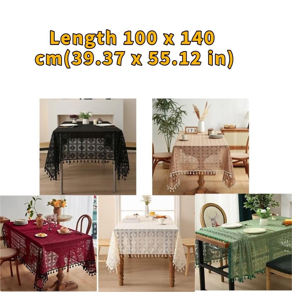 Dust-Resistant Retro Tablecloth Checkered Pattern Lace Tablecloth  Coffee Table