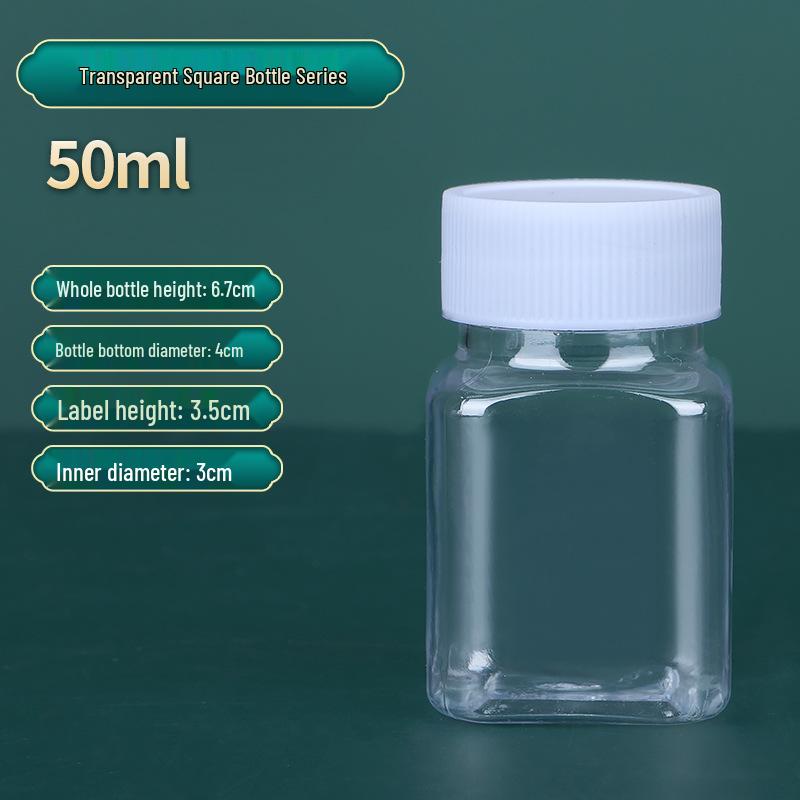 30, 50, 100ml Wide-Mouth Transparent Plastic Bottles with Lids for Samples